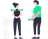 Two people lifting dumbbells